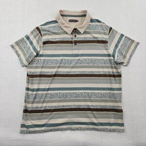 Rocha John Rocha Polo Shirt Men's XXL Blue Brown Stripes EUC Debenhams Golf